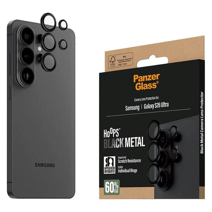 Zaščita objektiva Hoops za Samsung S26 Ultra, Črna, PanzerGlass