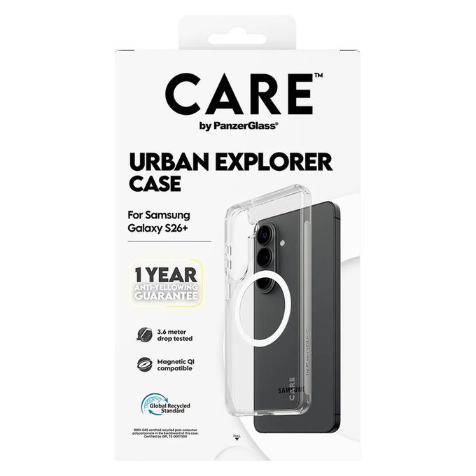 Ovitek Urban Explorer z belim QI za Samsung Galaxy S26+, Prozorna, PanzerGlass