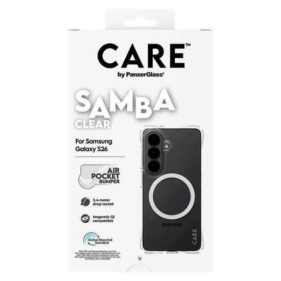 Ovitek Samba z belim QI za Samsung Galaxy S26, Prozorna, PanzerGlass