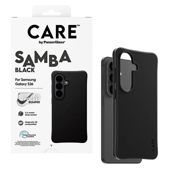 Ovitek Samba s QI za Samsung Galaxy S26, Črna, PanzerGlass