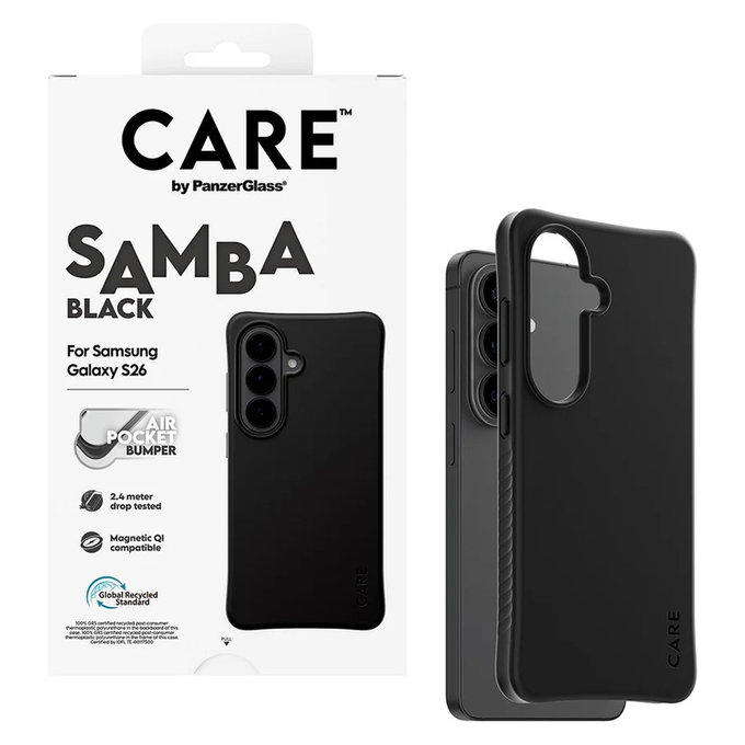 Ovitek Samba s QI za Samsung Galaxy S26, Črna, PanzerGlass
