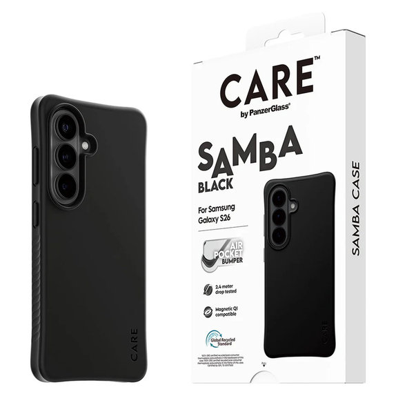 Ovitek Samba s QI za Samsung Galaxy S26, Črna, PanzerGlass