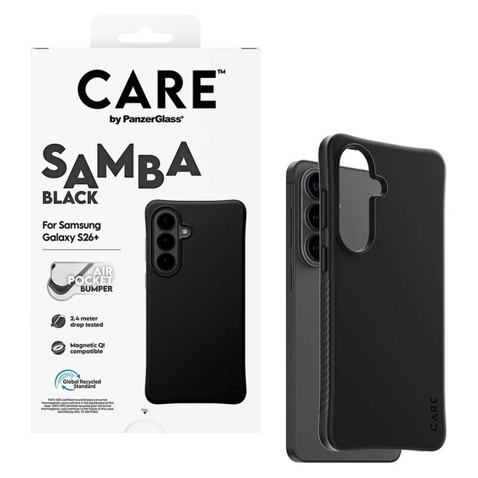 Ovitek Samba s QI za Samsung Galaxy S26+, Črna, PanzerGlass