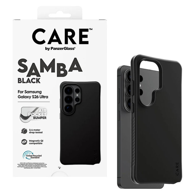 Ovitek Samba s QI za Samsung Galaxy S26 Ultra, Črna, PanzerGlass