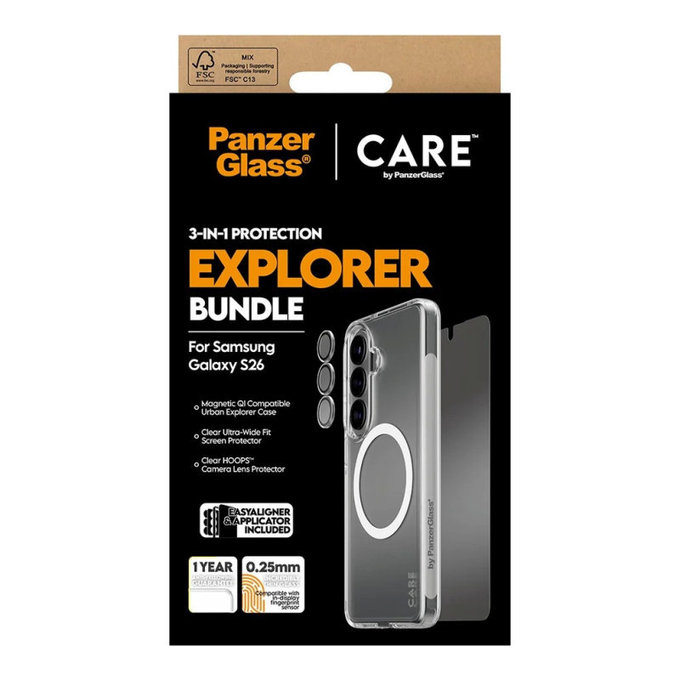 Bundle 3v1 Explorer za Samsung S26, PanzerGlass