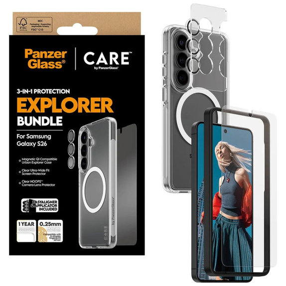 Bundle 3v1 Explorer za Samsung S26, PanzerGlass