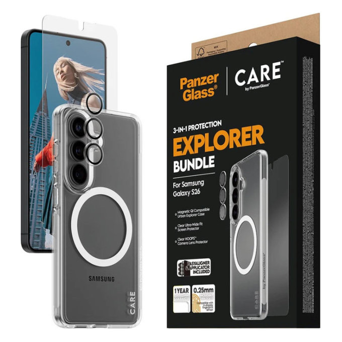 Bundle 3v1 Explorer za Samsung S26, PanzerGlass
