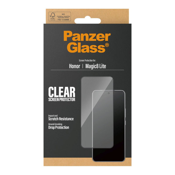 UWF kaljeno steklo za Honor Magic8 Lite, Črna, PanzerGlass