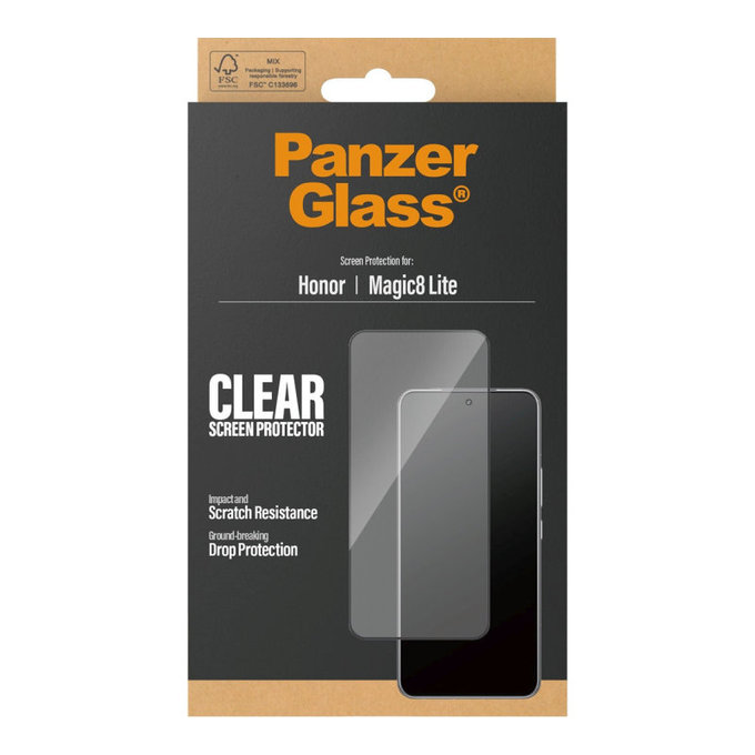 UWF kaljeno steklo za Honor Magic8 Lite, Črna, PanzerGlass