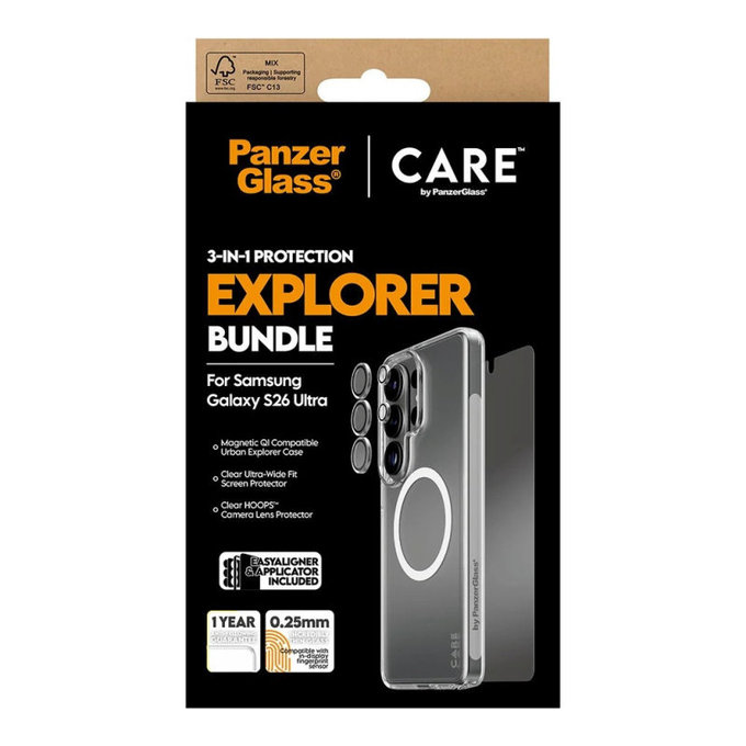 Bundle 3v1 Explorer za Samsung S26 Ultra, PanzerGlass