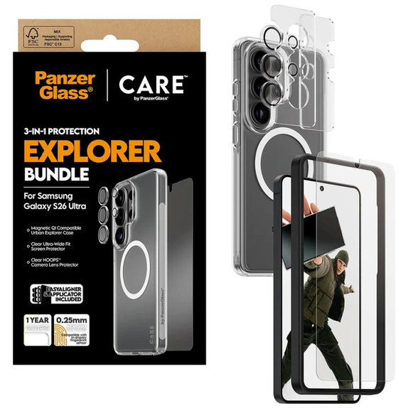 Bundle 3v1 Explorer za Samsung S26 Ultra, PanzerGlass