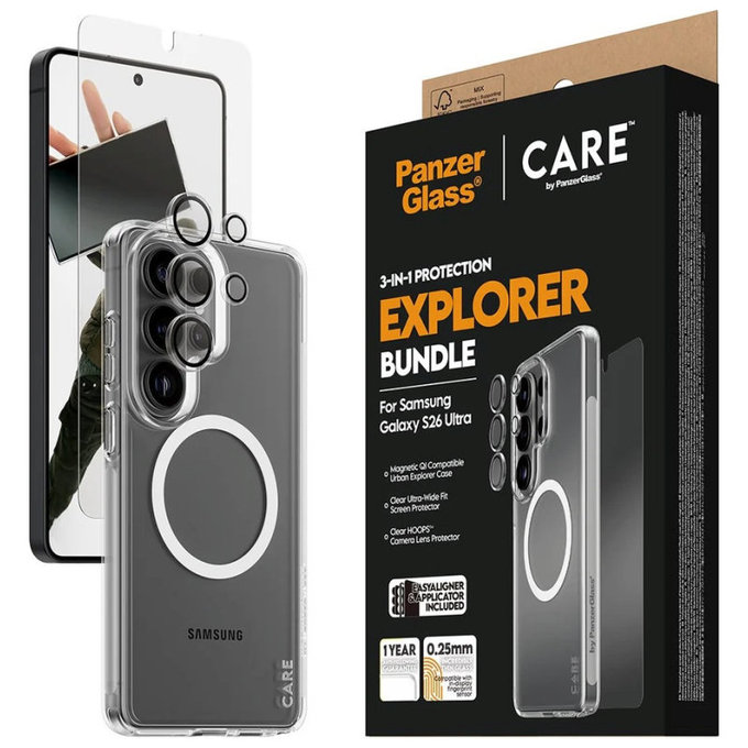 Bundle 3v1 Explorer za Samsung S26 Ultra, PanzerGlass