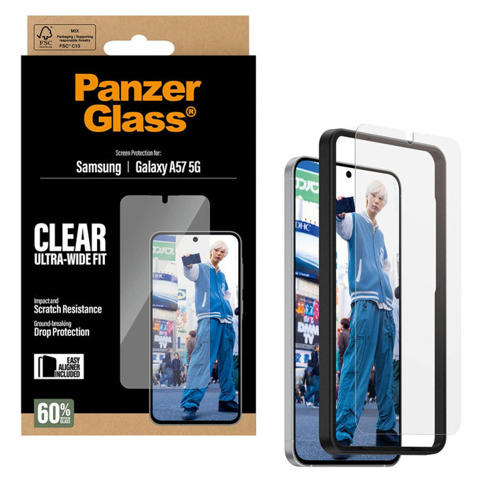 PanzerGlass - UWF kaljeno steklo z aplikatorjem za Samsung Galaxy A57, prozorno