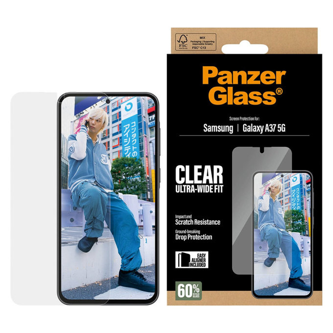 PanzerGlass - UWF kaljeno steklo z aplikatorjem za Samsung Galaxy A37, prozorno