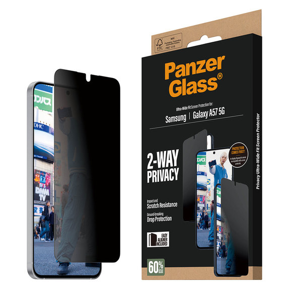 Kaljeno steklo UWF Privacy z aplikatorjem za Samsung Galaxy A57, Prozorna, PanzerGlass