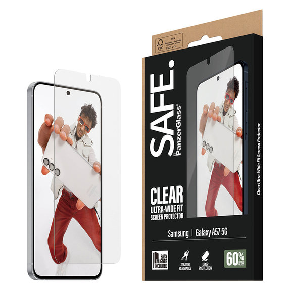 Kaljeno steklo UWF z aplikatorjem za Samsung Galaxy A57, Prozorna, SAFE by PanzerGlass