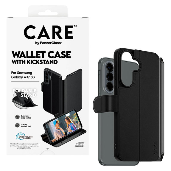 Ovitek Wallet Kickstand za Samsung Galaxy A37, Črna, PanzerGlass