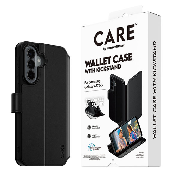 Ovitek Wallet Kickstand za Samsung Galaxy A37, Črna, PanzerGlass