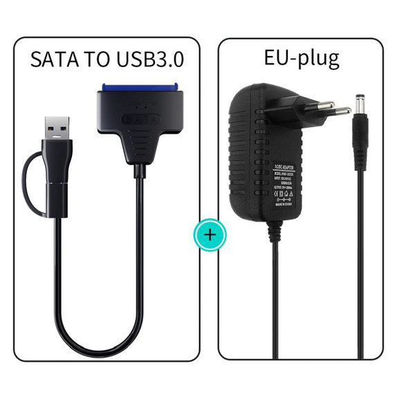 USB 3.0 / USB-C na SATA adapter za 2.5" in 3.5" HDD/SSD, z napajalnikom