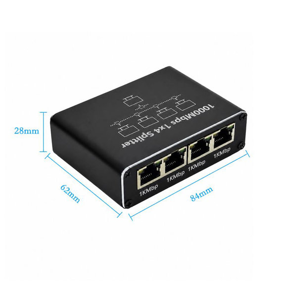 4-portno gigabitno Ethernet stikalo, RJ45, 1000 Mbps
