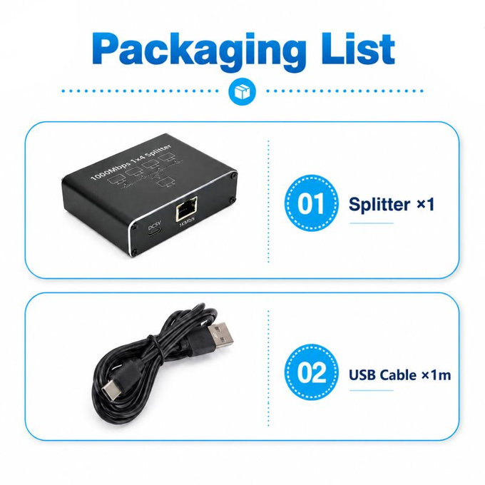 4-portno gigabitno Ethernet stikalo, RJ45, 1000 Mbps