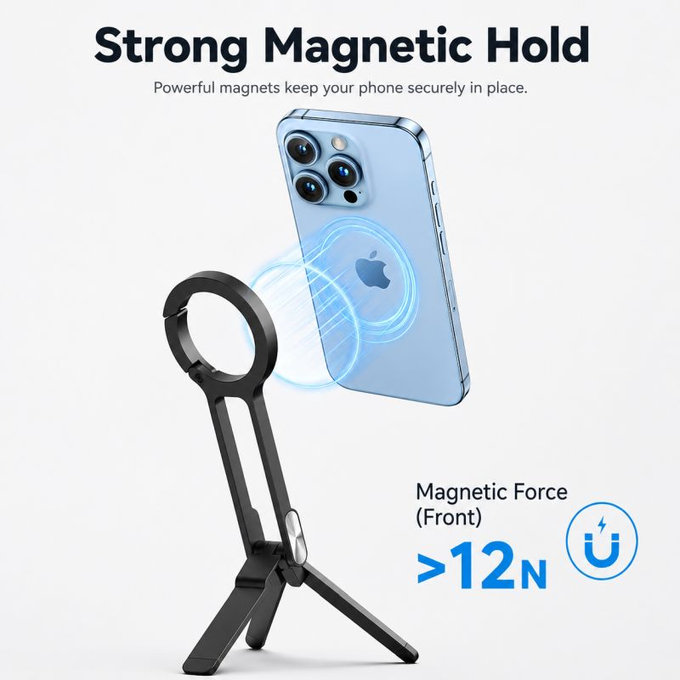 Zložljivo magnetno stojalo za telefon, združljivo z MagSafe, črno