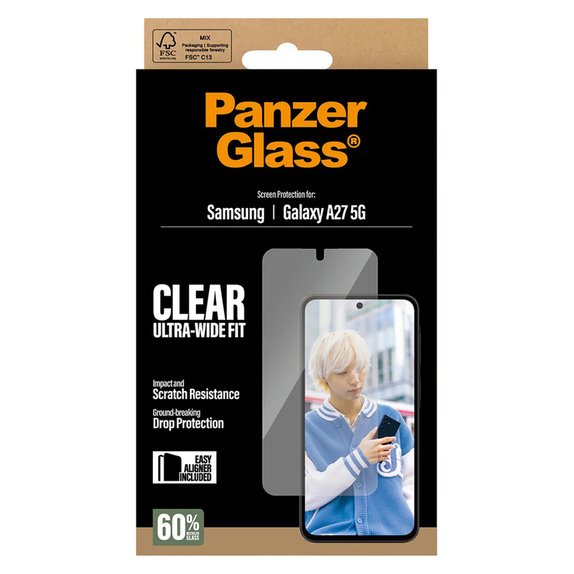 Kaljeno steklo UWF z aplikatorjem za Samsung Galaxy A27, Prozorna, PanzerGlass