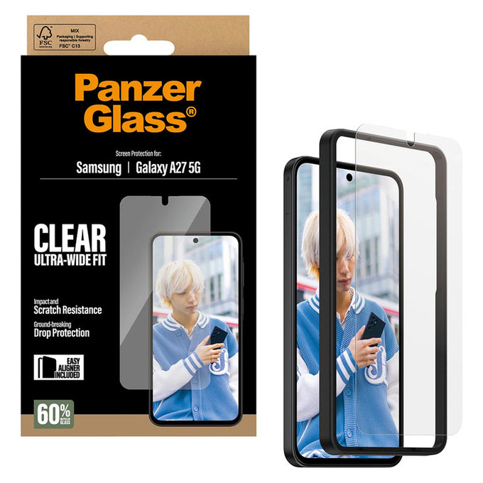Kaljeno steklo UWF z aplikatorjem za Samsung Galaxy A27, Prozorna, PanzerGlass