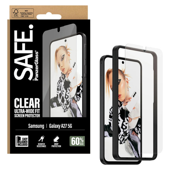 Kaljeno steklo UWF z aplikatorjem za Samsung Galaxy A27, Prozorna, SAFE by PanzerGlass