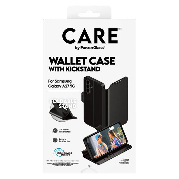 Ovitek Wallet Kickstand za Samsung Galaxy A27, Črna, PanzerGlass
