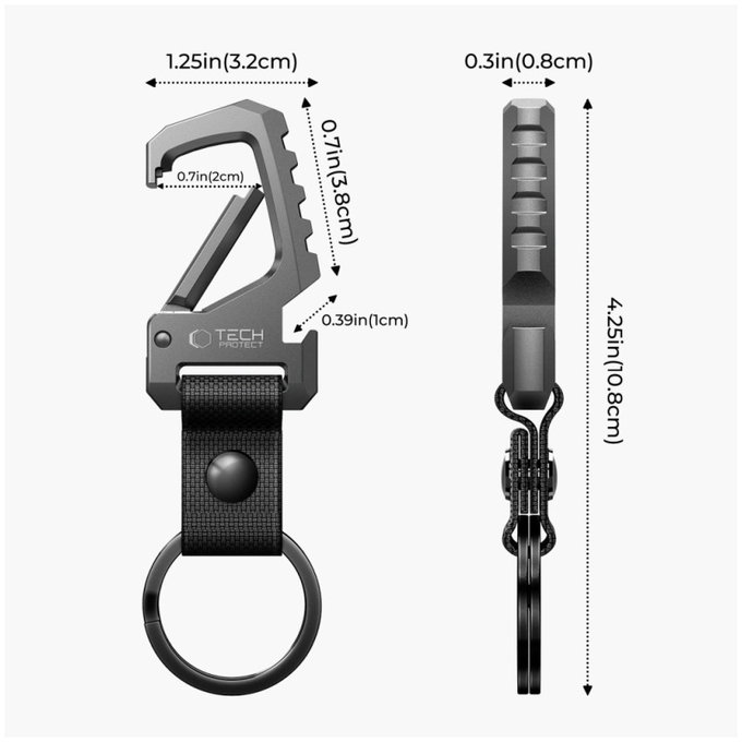 Obesek za ključe Slidelock Carabiner Keychain, Gunmetal, Tech-Protect