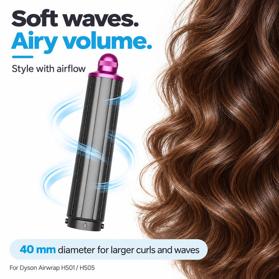 Dolg nastavek za kodranje za Dyson Airwrap HS01, HS05, 40 mm, Nickel / Fuchsia