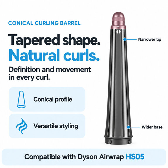Stožčasti nastavek za kodranje za Dyson Airwrap HS05, Ceramic Pink / Rose Gold