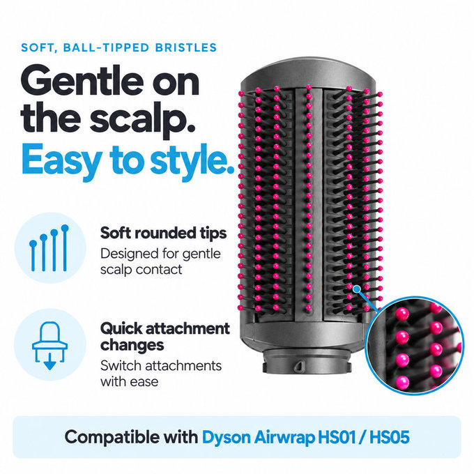 Mehka gladilna krtača za Dyson Airwrap HS01, HS05, Iron / Fuchsia
