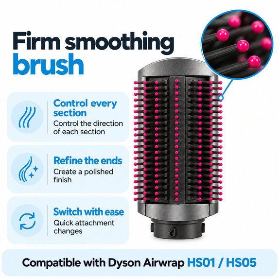 Čvrsta gladilna krtača za Dyson Airwrap HS01, HS05, Iron / Fuchsia