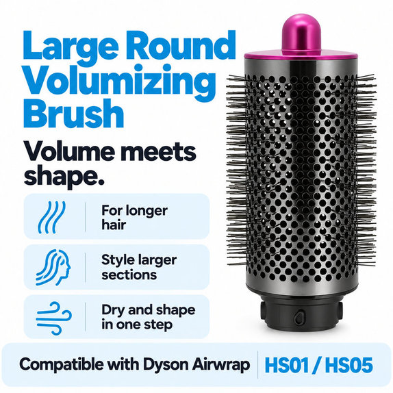 Velika okrogla krtača za volumen za Dyson Airwrap HS01, HS05, Iron / Fuchsia