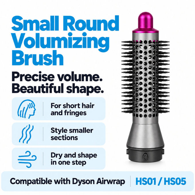 Majhna okrogla krtača za volumen za Dyson Airwrap HS01, HS05, Iron / Fuchsia