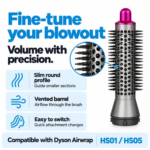 Majhna okrogla krtača za volumen za Dyson Airwrap HS01, HS05, Iron / Fuchsia