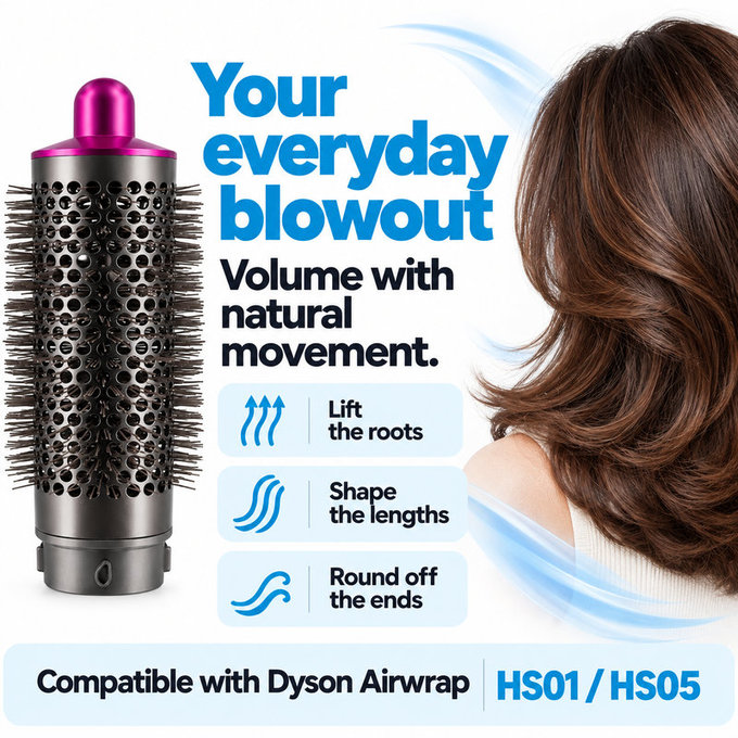 Srednja okrogla krtača za volumen za Dyson Airwrap HS01, HS05, Iron / Fuchsia