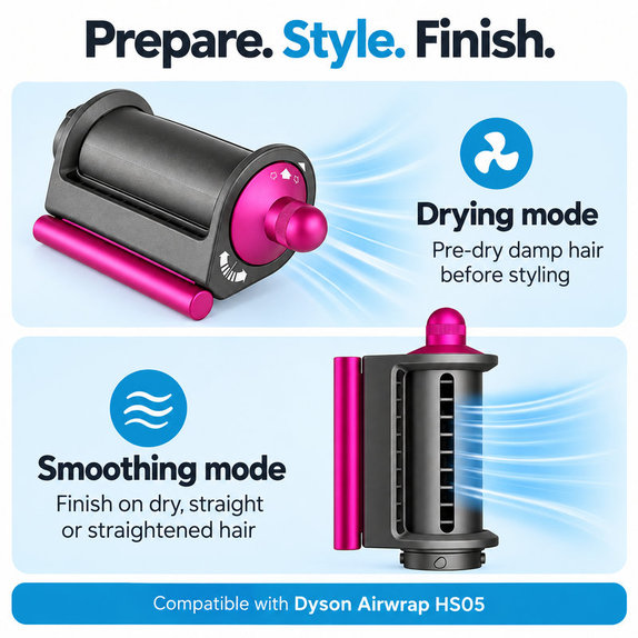 Gladilni in sušilni nastavek Coanda za Dyson Airwrap HS05, Iron / Fuchsia
