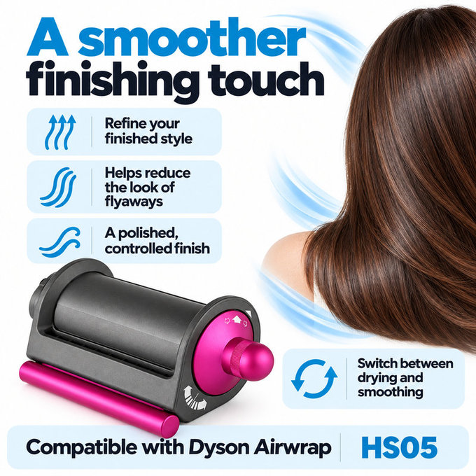 Gladilni in sušilni nastavek Coanda za Dyson Airwrap HS05, Iron / Fuchsia