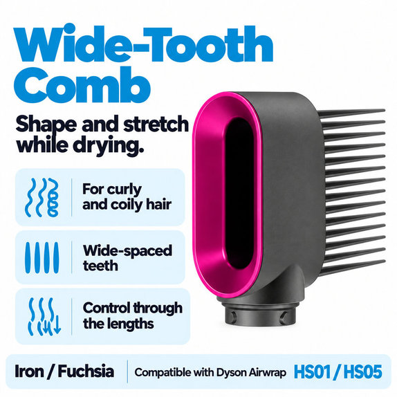 Glavnik s širokimi zobmi za Dyson Airwrap HS01, HS05, Iron / Fuchsia