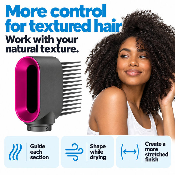 Glavnik s širokimi zobmi za Dyson Airwrap HS01, HS05, Iron / Fuchsia
