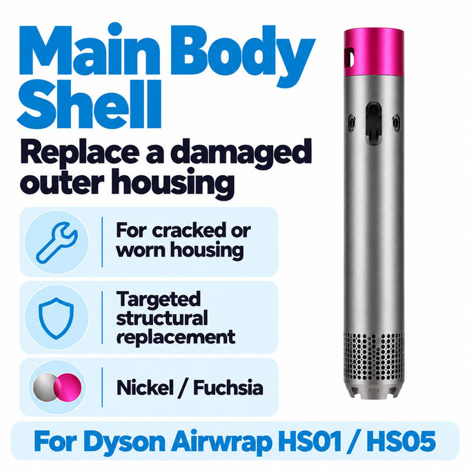 Ohišje glavnega dela za Dyson Airwrap HS01, HS05, Nickel / Fuchsia