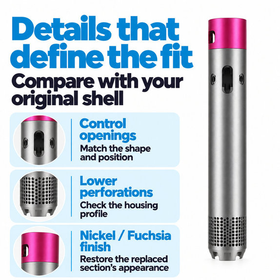 Ohišje glavnega dela za Dyson Airwrap HS01, HS05, Nickel / Fuchsia