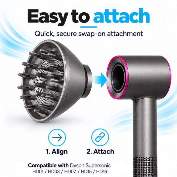 Difuzor za Dyson Supersonic HD01, HD03, HD07, HD15, HD16, Iron / Fuchsia