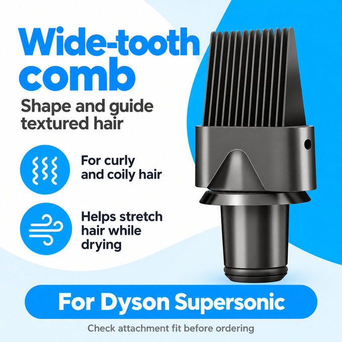 Glavnik s širokimi zobmi za Dyson Supersonic HD01, HD03, HD07, HD15, HD16