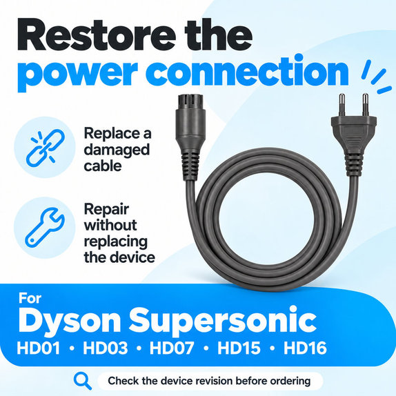 Napajalni kabel za Dyson Supersonic HD01, HD03, HD07, HD15, HD16
