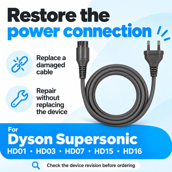 Napajalni kabel za Dyson Supersonic HD01, HD03, HD07, HD15, HD16