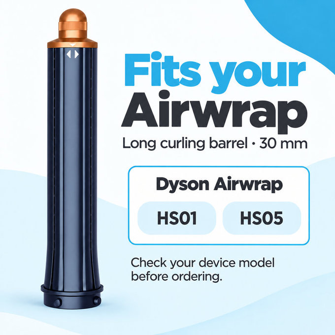 Dolg nastavek za kodranje za Dyson Airwrap HS01, HS05, 30 mm, Prussian Blue / Rich Copper